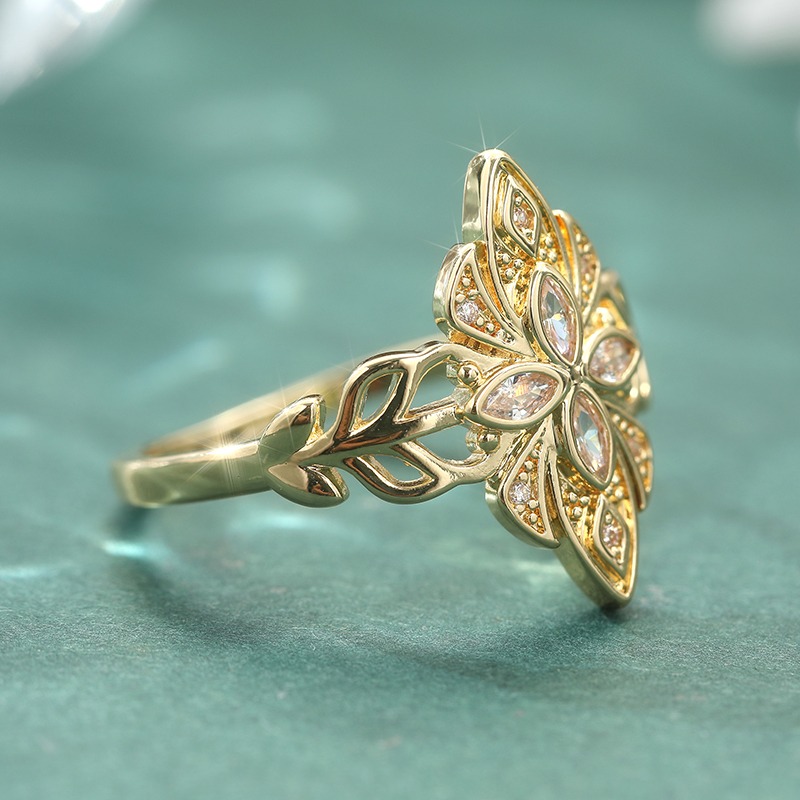 แหวนผู้หญิงฝังเพชร CZ สีขาวอย่ - Statement Cocktail Ring บทวิจารณ์และราคา