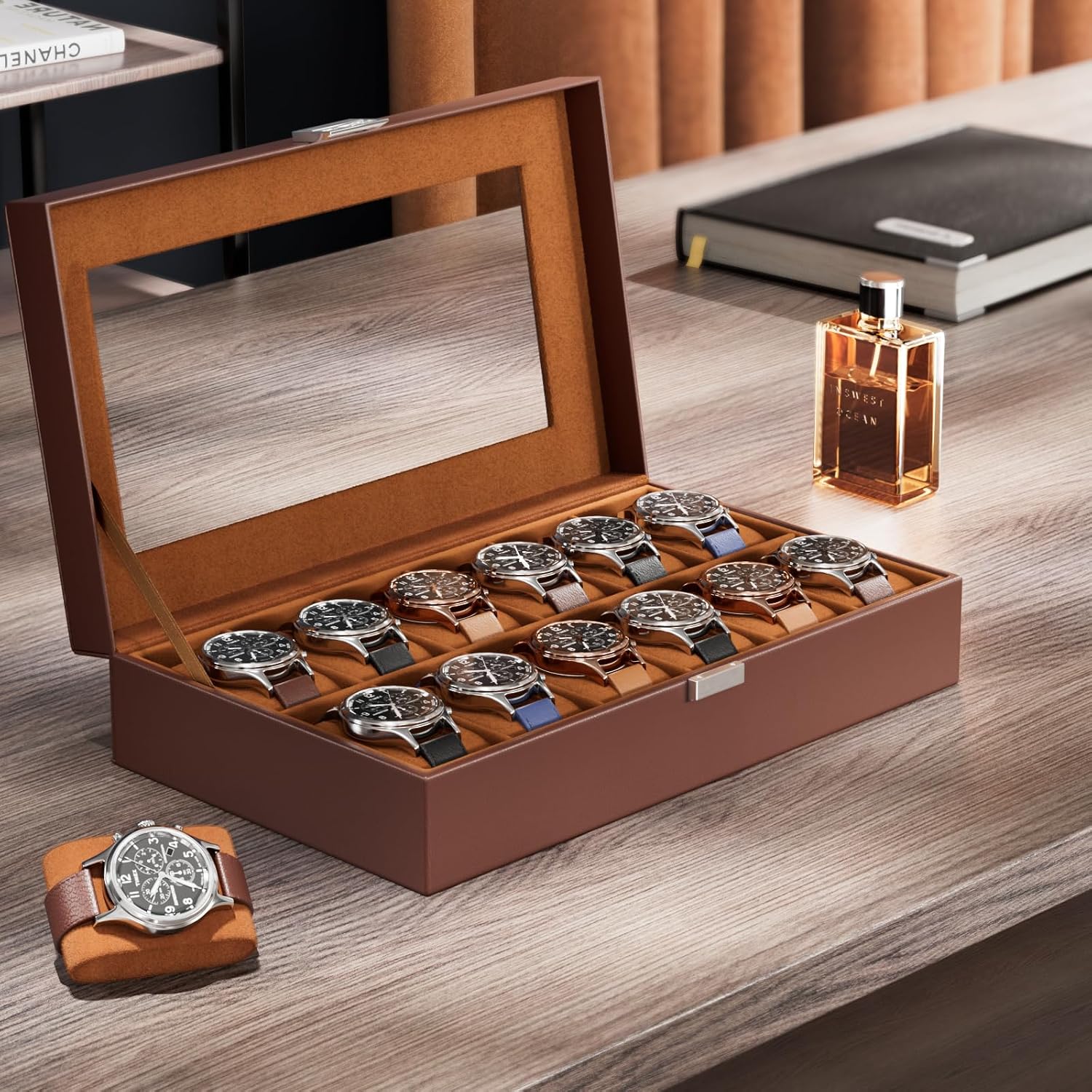 กล่องใส่นาฬิกา 12 ช่องพร้อมฝาแ - Watch Display Box บทวิจารณ์และราคา