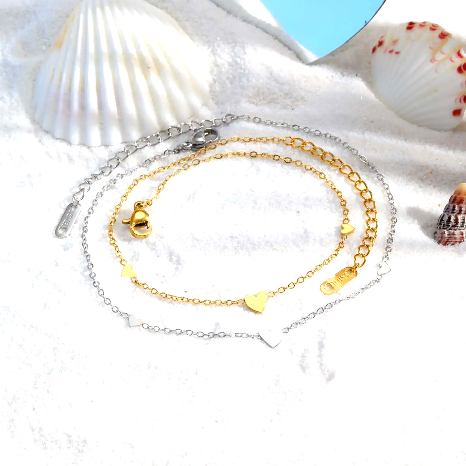 สร้อยข้อเท้ารูปหัวใจสแตนเลสสำห - Jc Jewelry & Watches บทวิจารณ์และราคา
