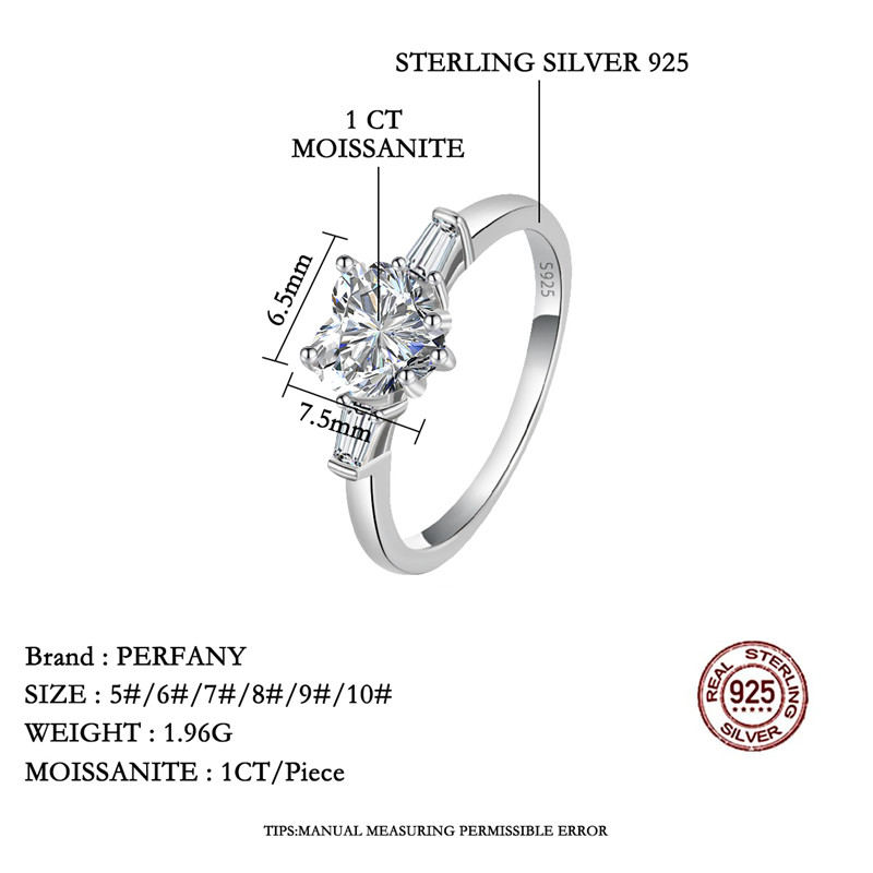 PERFANY 1CT หัวใจตัด Moissanit - Statement Cocktail Ring บทวิจารณ์และราคา