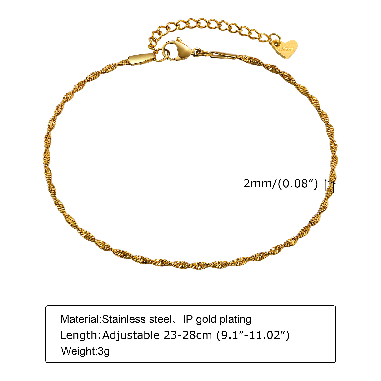 สร้อยข้อเท้าแบบคลื่นน้ำสแตนเลส - Jc Jewelry & Watches บทวิจารณ์และราคา